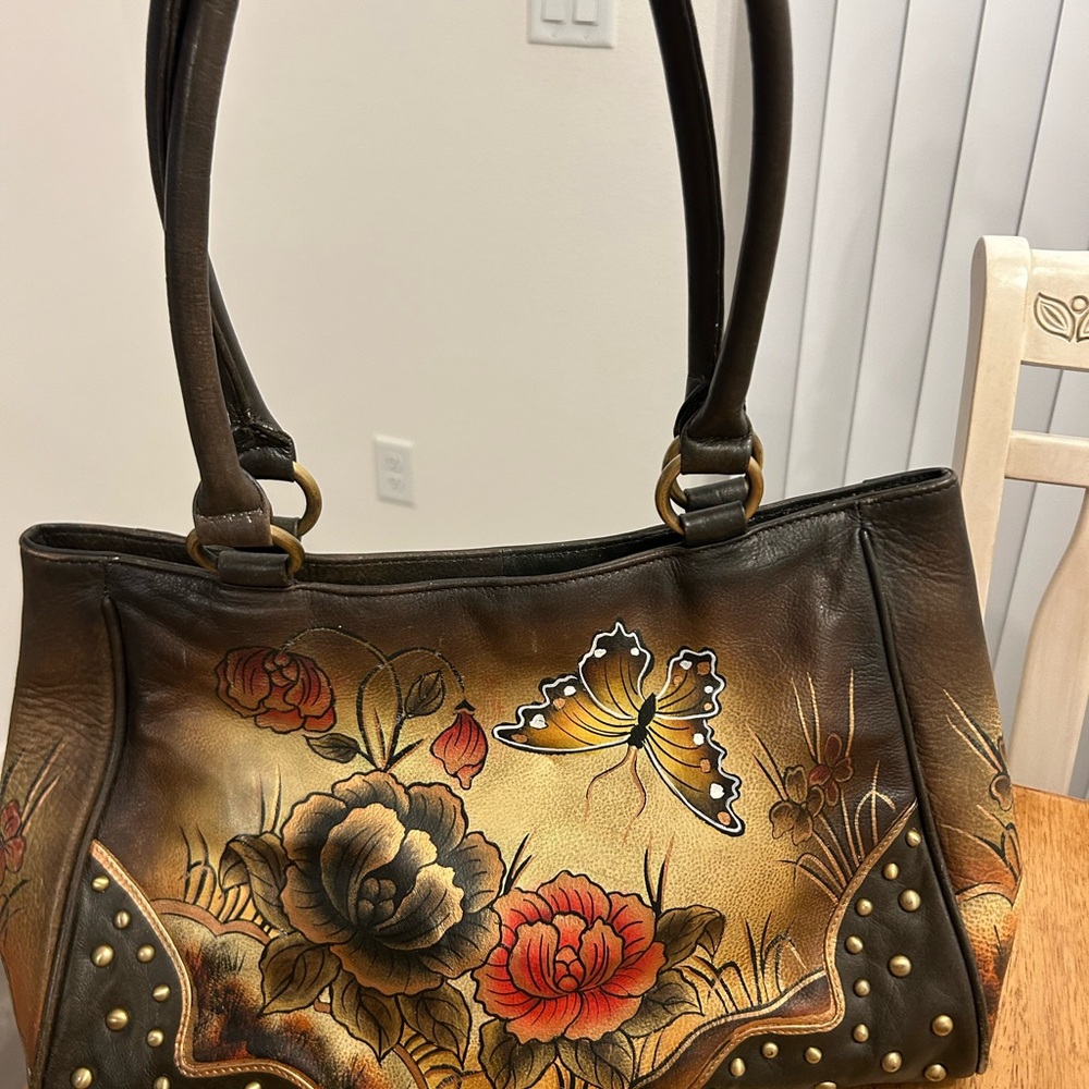 Biacci hand painted leather shoulder bag / Tote . Excellent condition .